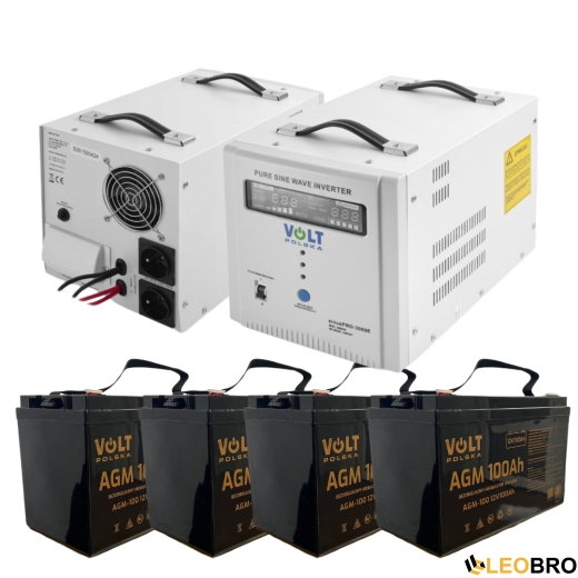 Комплект Гибридный ИБП/инвертор Volt Polska SINUS PRO 3000 E + 4 Аккумулятора AGM Volt Polska 100 Ah - 1