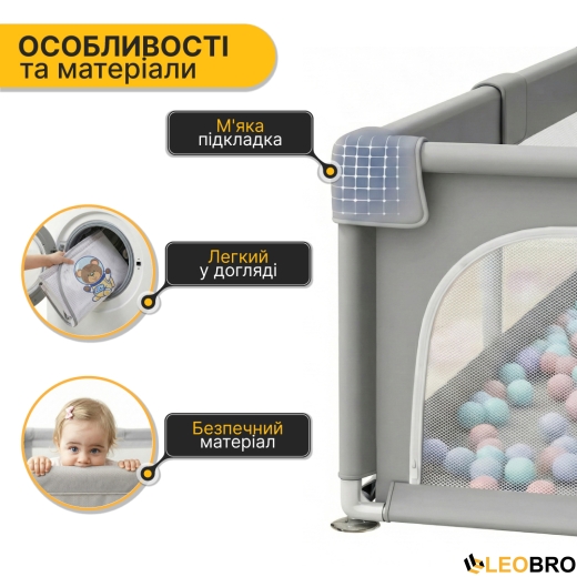 Дитячий манеж LEOBRO "Галактичний Ведмедик" 180 x 200 см (LB-1007) - 3
