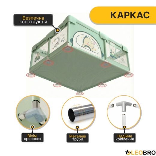 Детский манеж LEOBRO "Приключения динозавра" 180 x 200 см (LB-1009) - 2