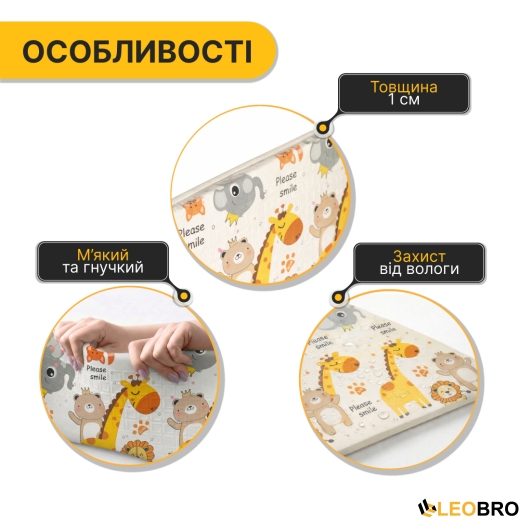 Дитячий ігровий килимок LEOBRO 150 x 180 x 1 см (LB-1019) - 6