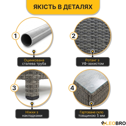 Комплект садовой мебели LEOBRO Lounge Set 3-в-1 (LB-1057) - 5
