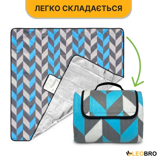 Килимок водонепроникний LEOBRO для пікніка та пляжу XXL 200 x 200 см (LB-1090) - 5