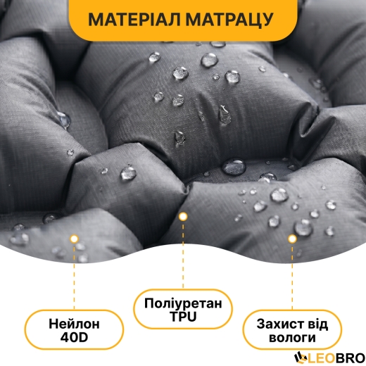 Надувний похідний килимок матрац LEOBRO Air Mat 190 x 60 см Grey (LB-1094) - 3