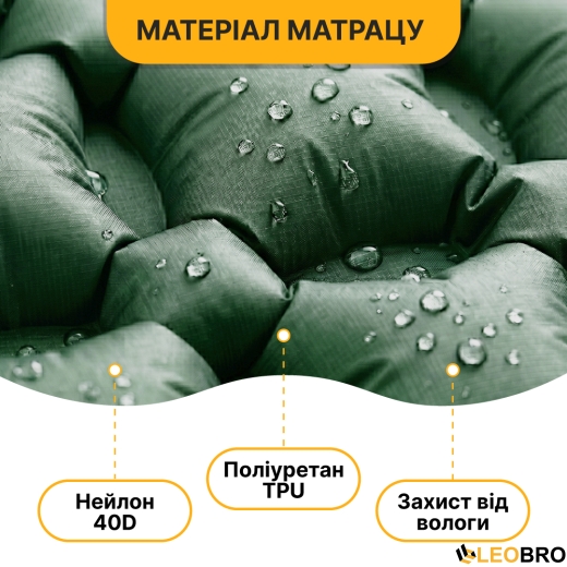 Надувний похідний килимок матрац LEOBRO Air Mat 190 x 60 см Green (LB-1095) - 3