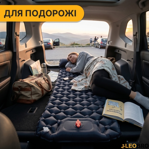 Надувний похідний килимок матрац LEOBRO Air Mat 190 x 60 см Blue (LB-1096) - 8