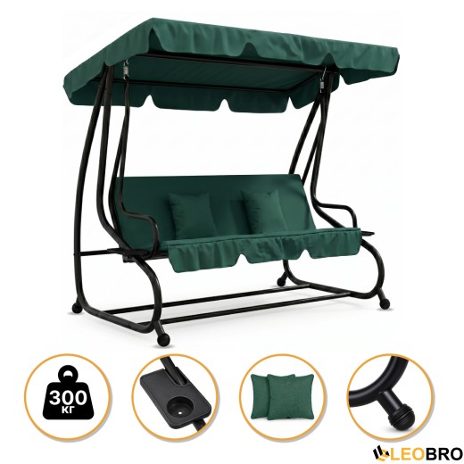 Велика гойдалка з подушками LEOBRO Luxury Green (LB-1043) - 1