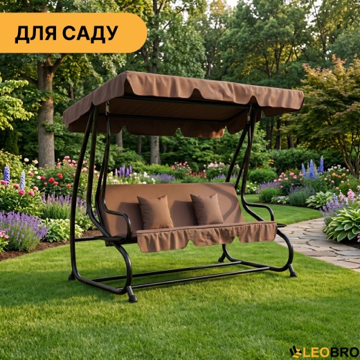 Велика гойдалка з подушками LEOBRO Luxury Brown (LB-1044) - 2