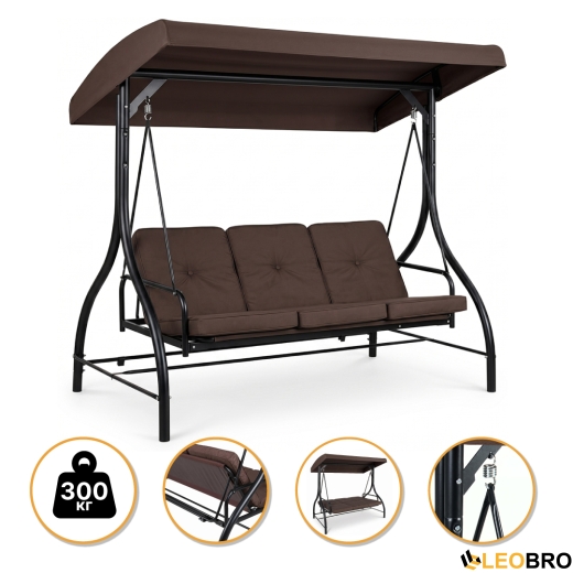 Садова гойдалка з товстим матрацом LEOBRO Luxury Pro Brown (LB-1045) - 1