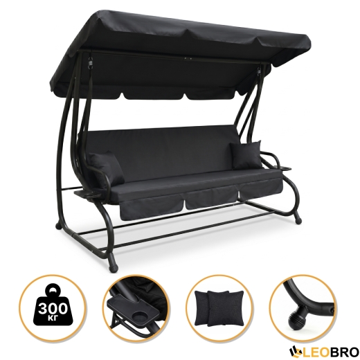 Велика гойдалка з подушками LEOBRO Luxury Plus Black (LB-1049) - 1