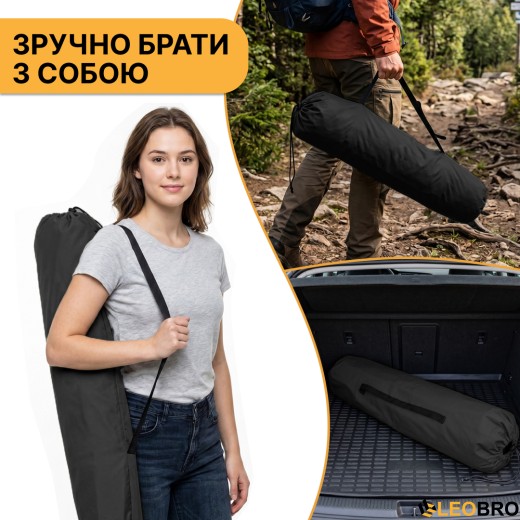 Армейская походная раскладушка LEOBRO до 150 кг Черная (LB-MC-B1-BLK) - 10