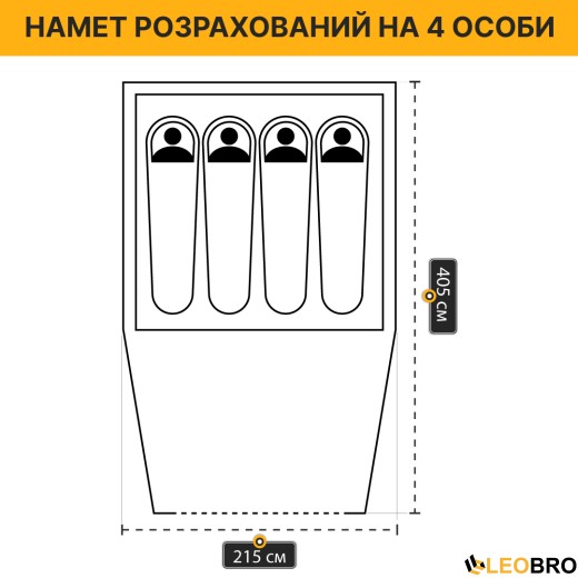 Готовый туристический набор 4-местный: Палатка LEOBRO Pro Camp Grey + 4 надувные коврики Air Mat 190x60 см - 2