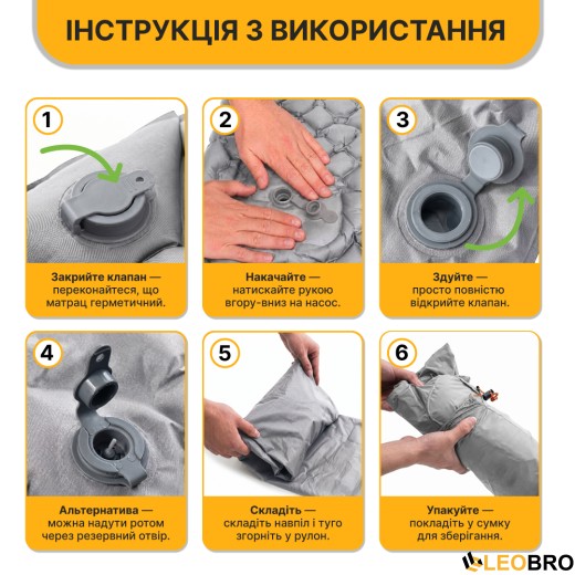 Готовый туристический набор 4-местный: Палатка LEOBRO Pro Camp Grey + 4 надувные коврики Air Mat 190x60 см - 9
