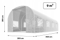 Садова теплиця з вікнами Plonos 9m2 Біла = 450х200х200 см (4972-A) - 3