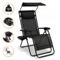 Раскладное кресло шезлонг с козырьком LEOBRO Zero Gravity Black (LB-ZGC-H1-BLK) - 1
