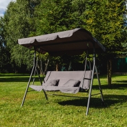 Гойдалка для саду LEOBRO з подушками на трьох Сіра