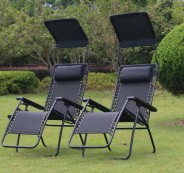 Розкладне крісло шезлонг LEOBRO Zero Gravity Black з козирком (LB-ZGC-T1-BLK)