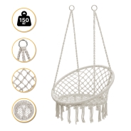 Підвісне плетене крісло-гойдалка LEOBRO Boho XL 80 см Cream (LB-1103)