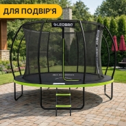 Батут з внутрішньою захисною сіткою 374 см LEOBRO Premium Pro 12FT GREEN (LB-1101)