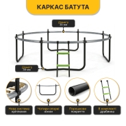 Батут з внутрішньою захисною сіткою 374 см LEOBRO Premium Pro 12FT GREEN (LB-1101)
