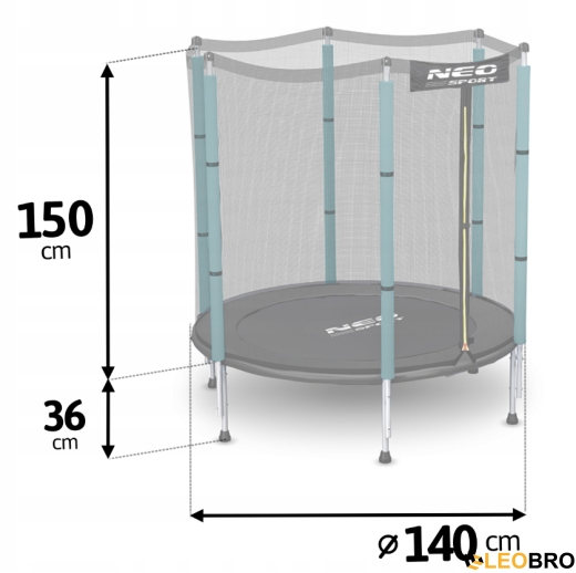 Посилений батут Neo-Sport 140 см із зовнішньою сіткою PREMIUM (NS-04Z230F) - 4