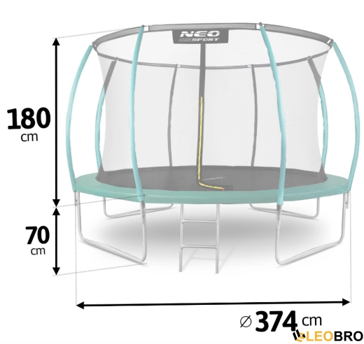 Батут Neo-Sport Premium 374 см із внутрішньою сіткою (NS-12C181) - 4