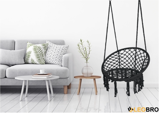 Гойдалка гніздо зі спинкою 80 см плетена TOGO Cream (5902340315866) - 2