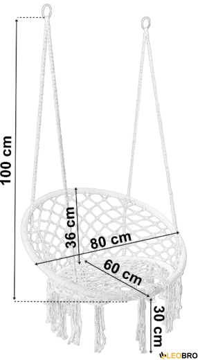 Гойдалка гніздо зі спинкою 80 см плетена TOGO Cream (5902340315866) - 3