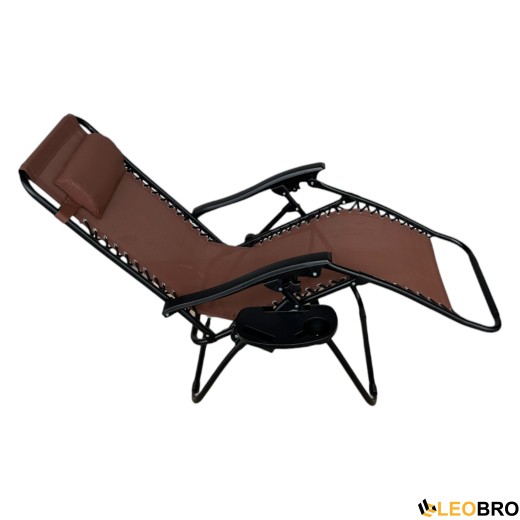 Раскладное кресло шезлонг Zero Gravity LEOBRO Коричневое - 5
