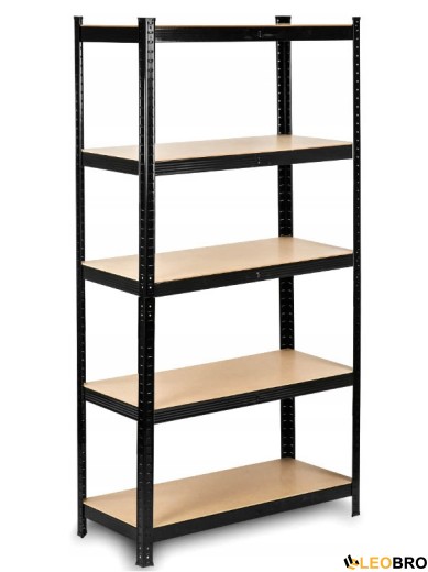 Стеллаж LEOBRO Черный 180 х 90 х 40 см, 175кг/полка, 5 полок (LB-R175-BLK) - 2