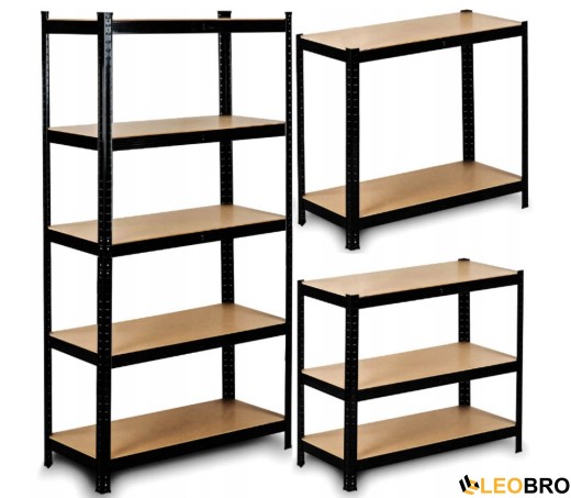 Стеллаж LEOBRO Черный 180 х 90 х 40 см, 265кг/полка, 5 полок (LB-R265-BLK) - 1