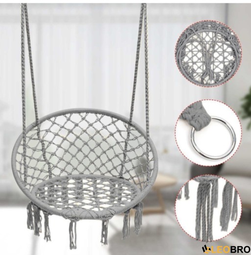 Гойдалка гніздо 110 см плетена FUNFIT Gray (2766) - 5