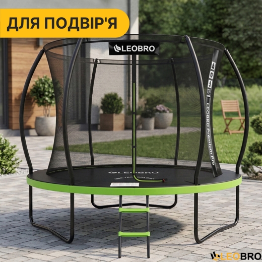 Батут з внутрішньою захисною сіткою 252 см LEOBRO Premium Pro 8FT GREEN (LB-1099) - 10