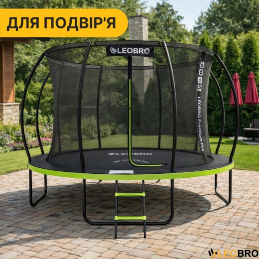 Батут з внутрішньою захисною сіткою 374 см LEOBRO Premium Pro 12FT GREEN (LB-1101) - 10
