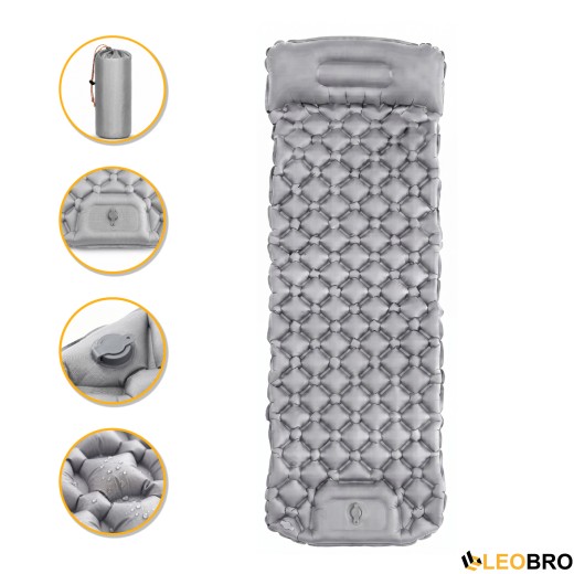 Надувной походный коврик матрас LEOBRO Air Mat 190 x 60 см Grey (LB-1094) Надувной походный коврик матрас LEOBRO Air Mat 190 x 60 см Grey (LB-1094) - 1