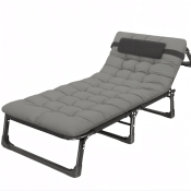 Розкладне ліжко (розкладачка) з матрацом і подушкою LEOBRO Grey (LB-FB-A1-GRY)