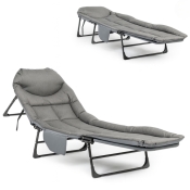 Розкладне ліжко (розкладачка) з вбудованим матрацом LEOBRO Grey (LB-FB-M1-GRY)