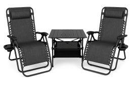 Комплект для отдыха LEOBRO S, два шезлонга и стол (LB-ZGC-F1-DGR-FT-A1)