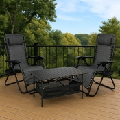 Комплект из 2 шезлонгов и стола 95х55х50 см Zero Gravity LEOBRO (LB-ZGC-F1-DGR-FT-A2)